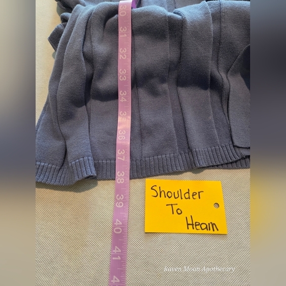 Blue Long Cardigan with Scarf - Picture 7 of 7